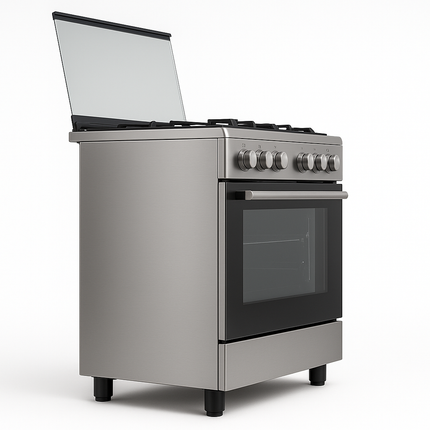 Professional side view of Aftron 90cm gas cooking range
