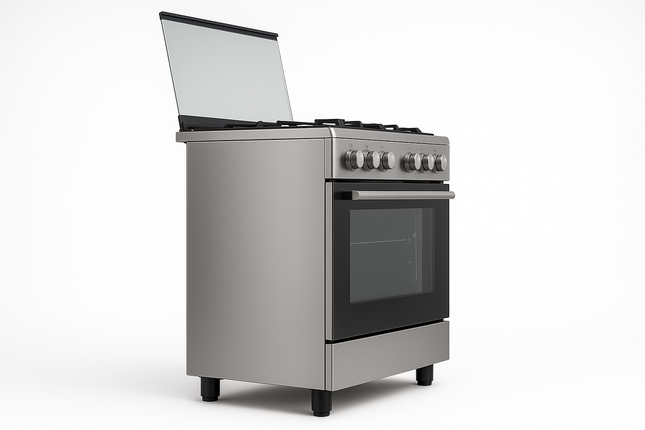 Professional side view of Aftron 90cm gas cooking range